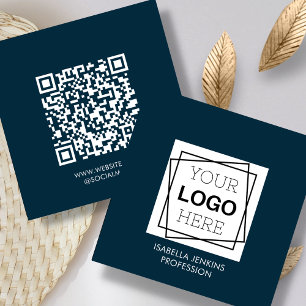 Blåblå marin   LOGOTYP   QR-kod Fyrkantigt Visitkort