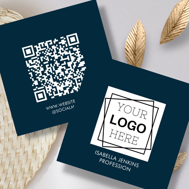 Blåblå marin | LOGOTYP | QR-kod Fyrkantigt Visitkort (Skapare uppladdad)