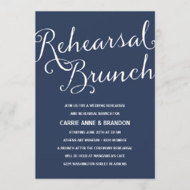 Blåblå marin | Rustic Calligraphy Rehearsal Brunch Inbjudningar