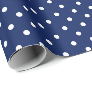 Blåblå marin Vita Polka-rotationsvarv Papper Presentpapper