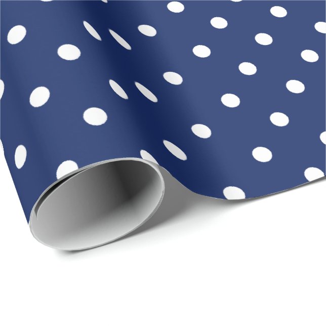 Blåblå marin | Vita Polka-rotationsvarv Papper Presentpapper (Rullad Hörn)
