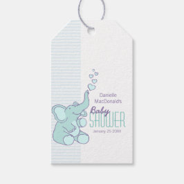 Blåblå märkre för elefantbabyduschpresenter presentetikett