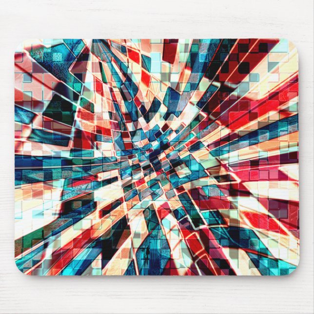 Blåblå med skevade plattor och sandningseffekt musmatta (Framsidan)