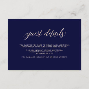 Blåblå med typografi Gästuppgifter Tilläggskort