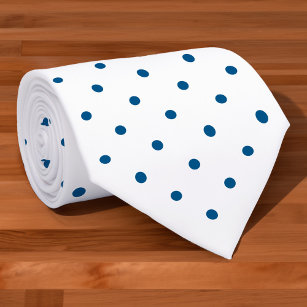 Blåblå Mini Polka Dot Mönster på vit Slips