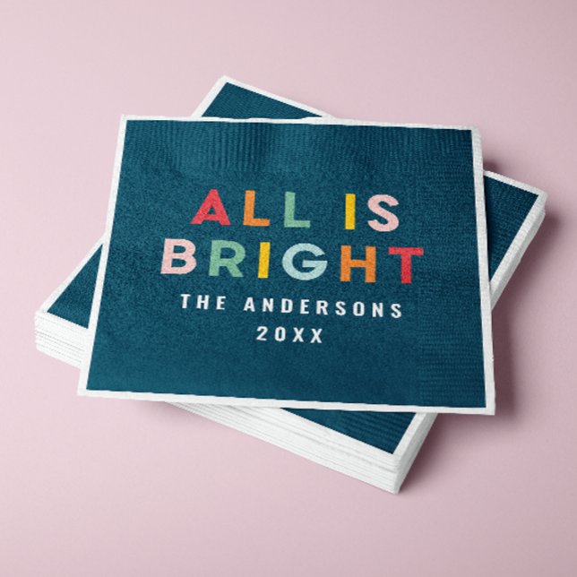 Blåblå, modern julfamiljsdeka pappersservett (Skapare uppladdad)