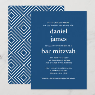 Blåblå Modern Pub Mitzvah II-inbjudan Inbjudningar