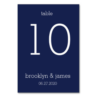 Blåblå moderna Bröllop-Bord-kort Bordsnummer