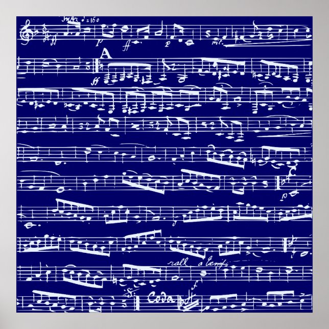 Blåblå musik noter poster (Framsidan)