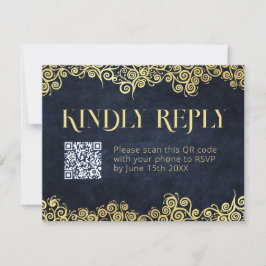 Blåblå och Guld-blommiga vinterbröllop Julkort