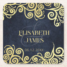 Blåblå och Guld-blommiga vinterbröllop