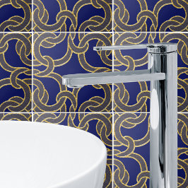 Blåblå och Guld-keltisk Knot Sömless Mönster Tile Kakelplatta