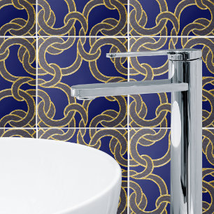 Blåblå och Guld-keltisk Knot Sömless Mönster Tile Kakelplatta