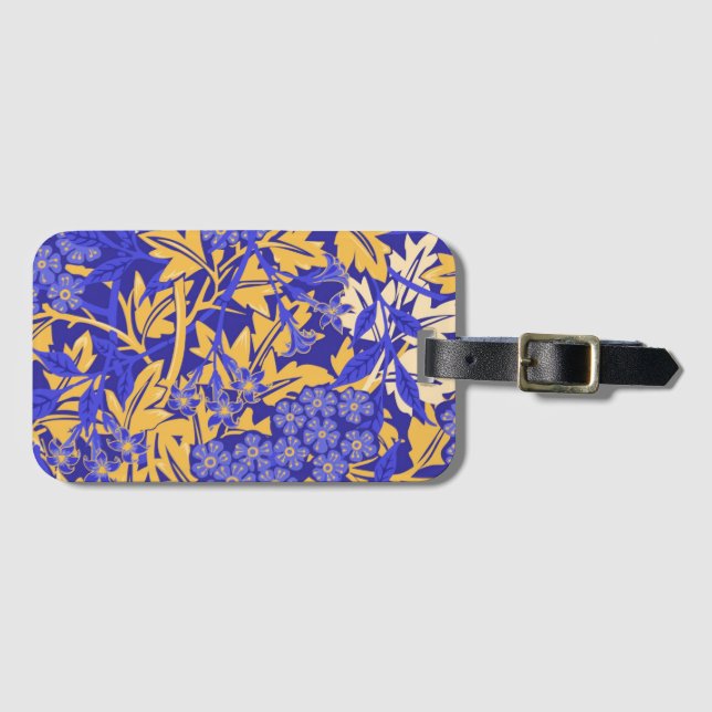 Blåblå och gyllene gult för prydnadsväxter bagagebricka (Framsida horisontal)