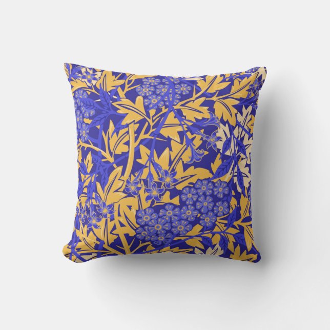 Blåblå och gyllene gult för prydnadsväxter kudde (Framsida)