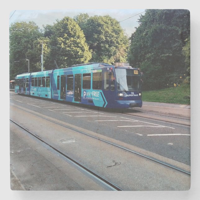 Blåblå och ljusblå bricka stenunderlägg (Framsidan)