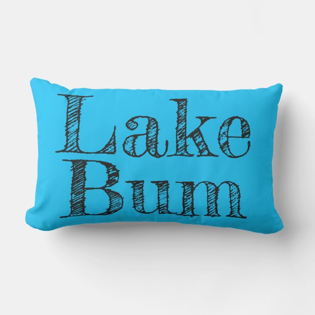 Blåblå och svart SJÖ BUM-typografi Lumbarkudde (Framsida)