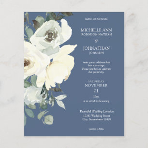 Blåblå och vit Blommigt blå Bröllop-Flyer Flygblad