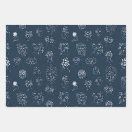 Blåblå och vit Dam-monsterkonst