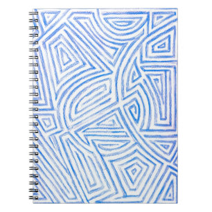 Blåblå och vit "Maze"-dator Mönster Spiral Anteckningsbok