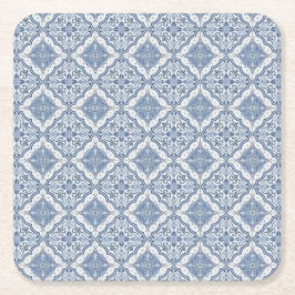 Blåblå och vit porslinspalt underlägg papper kvadrat