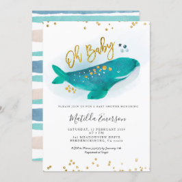 Blåblå Oh Baby Whale Baby Shower-inbjudan för nyva Inbjudningar