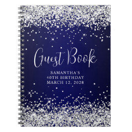 Blåblå Ombre 40:e födelsedagsgästen silver Glitter Anteckningsbok