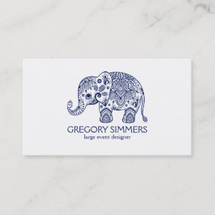 Blåblå Paisley Elephant Illustration Visitkort