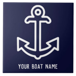 Blåblå Personlig Boat Anchor Ceramic Tile Kakelplatta