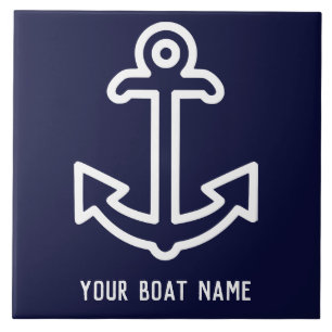Blåblå Personlig Boat Anchor Ceramic Tile Kakelplatta