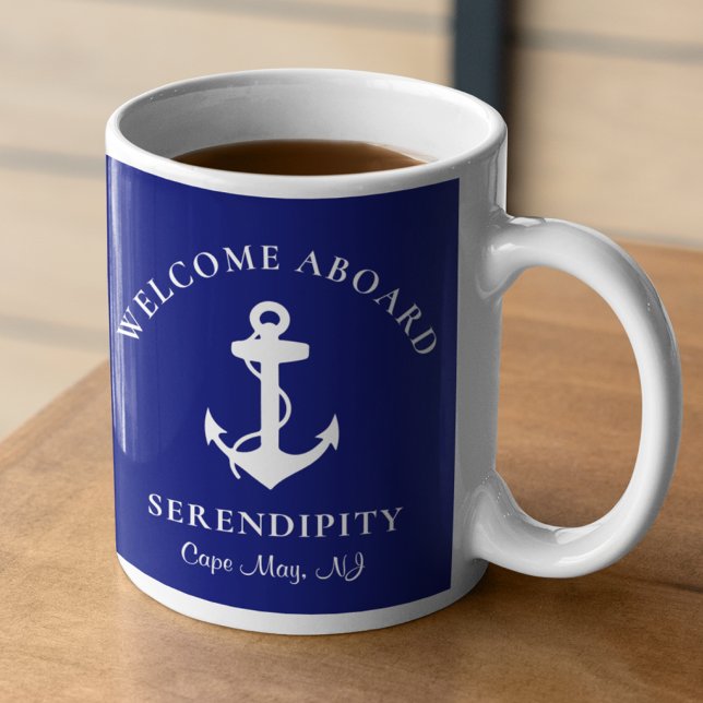 Blåblå Personlig för båtankor Kaffemugg (Skapare uppladdad)