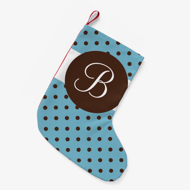 Blåblå prits monogram julstrumpor (Framsidan (Hängande))