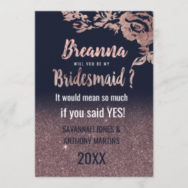 Blåblå Ro-Blommigten Guld-Glitter Inbjudningar