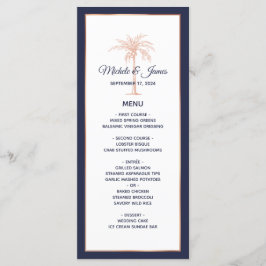 Blåblå Ro-koppar Handflatan Träd-Bröllop Meny