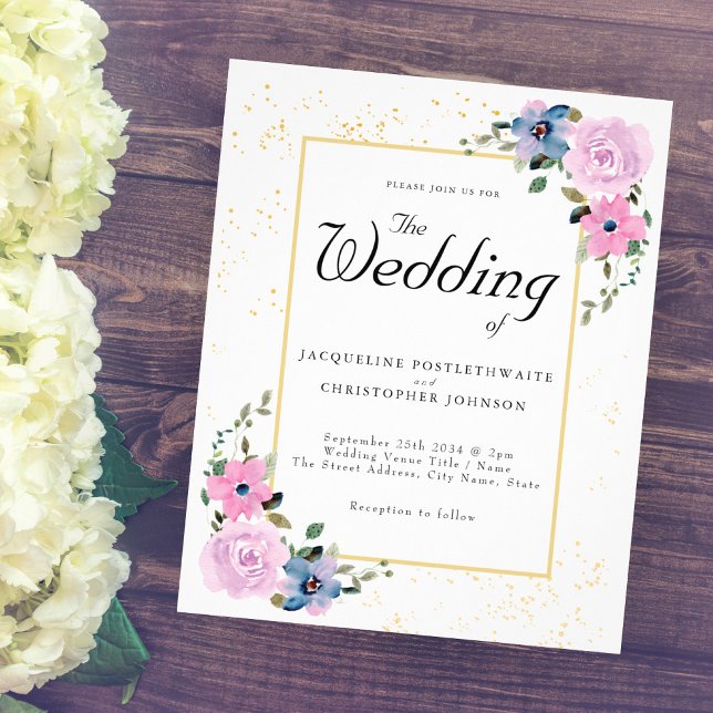 Blåblå Rosa Blommigt Flyer för inbjudan till budge (Skapare uppladdad)