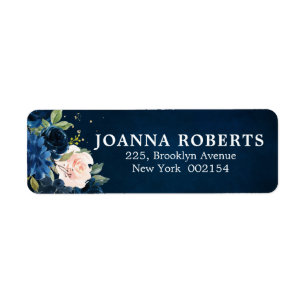 Blåblå Rosa ros-Botaniska Adress Returadress Etikett