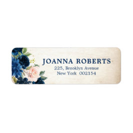 Blåblå Rosa ros-Botaniska Adress Returadress Etikett