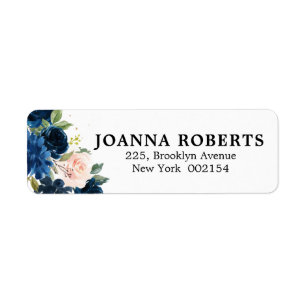 Blåblå Rosa ros-Botaniska Adress Returadress Etikett