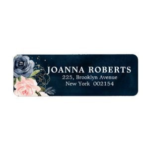 Blåblå Rosa ros-Botaniska Adress Returadress Etikett