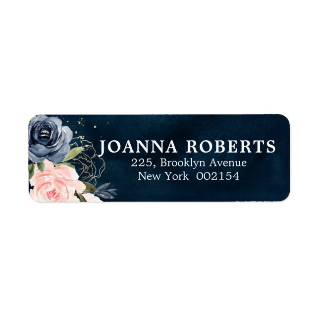 Blåblå  Rosa ros-Botaniska Adress Returadress Etikett (Framsidan)