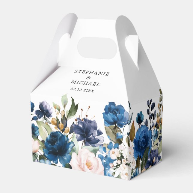 Blåblå  Rosa ros, Botaniska bröllop Presentaskar (Baksidan Sidan)