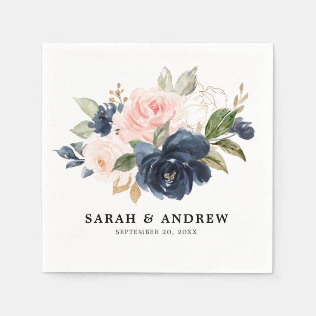 Blåblå  Rosa ros Pappersservett (Framsidan)