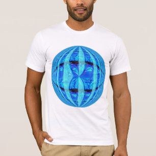 Blåblå rund t-shirt vit