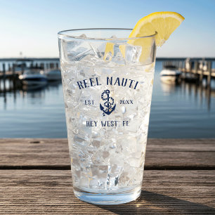 Blåblå Rustic Anchor Boat Namn Glaskopp