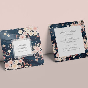Blåblå Sakura Flowers Fyrkantigt Visitkort