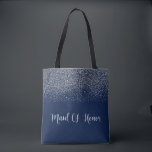 Blåblå Silver Glitter Bröllop Maid of honor Tygkasse<br><div class="desc">Den här designen skapades genom digital design. Kontakta mig på colorflowcreations@gmail.com om du vill ha denna design på en annan produkt. Köp min ursprungliga abstrakt-akrylmålning för försäljning på www.etsy.com/colorflowart. Se fler av mina skapelser eller följ mig på www.facebook.com/colorflowcreations, www.instagram.com/colorflowcreations, www.twitter.com/colorflowart och www.pinterest.com/colorflowcreations. Fluid-akrylmålning, konst, abstrakt, originalkonst, färgstark, makro, bra konst,...</div>