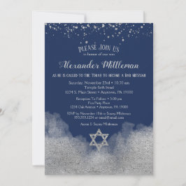 Blåblå Silver Pub Mitzvah-inbjudan Inbjudningar