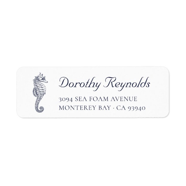 Blåblå sjöhäst. Returadress Returadress Etikett (Framsidan)