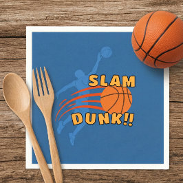 Blåblå Slam dunk-basketboll, födelsedag Pappersservett