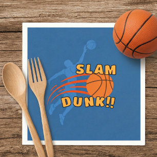 Blåblå Slam dunk-basketboll, födelsedag Pappersservett